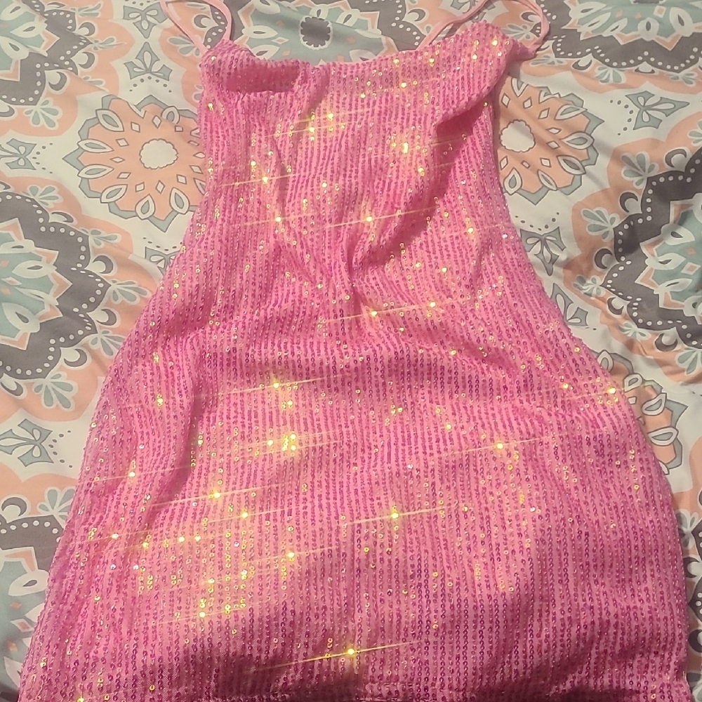 Nwot Pink Sequin Cocktail Dress